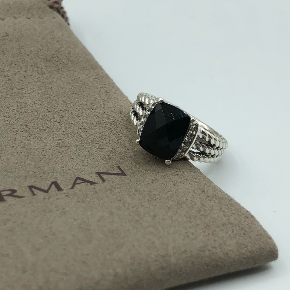 David Yurman Petite Wheaton Black Onyx Ring Size 6